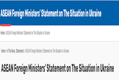 Bộ trưởng Ngoại giao ASEAN kêu gọi các bên liên quan đối thoại về tình hình Ukraine